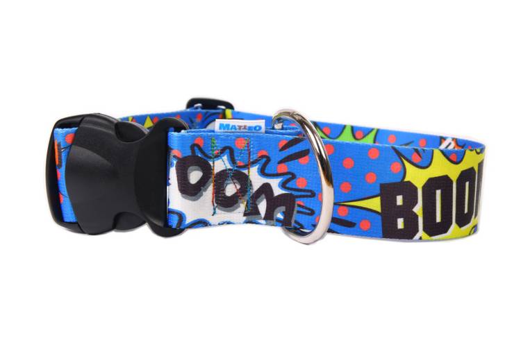 Obroża Klamra Plastikowa - Graffiti Niebieski 0495 20MM 72CM 30-55CM - matteo-company