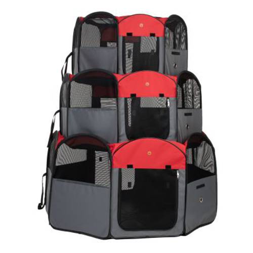 Nylonowy kojec dla zwierząt Dł. x szer. x wys.: 116 x 116 x 59,5 cm, szaro-czerwony - Zooplus Selection
