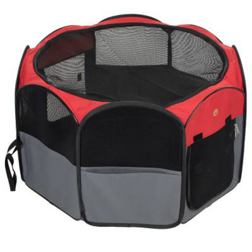 Nylonowy kojec dla zwierząt Dł. x szer. x wys.: 116 x 116 x 59,5 cm, szaro-czerwony - Zooplus Selection