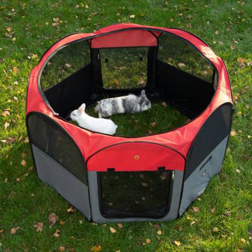 Nylonowy kojec dla zwierząt Dł. x szer. x wys.: 116 x 116 x 59,5 cm, szaro-czerwony - Zooplus Selection