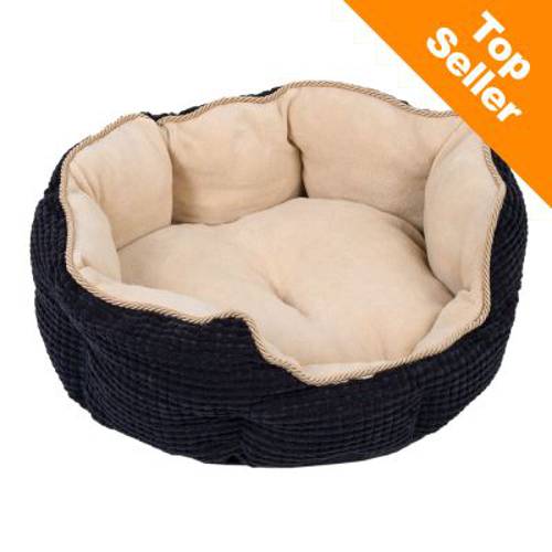 Legowisko dla kota i psa Cozy Kingdom, czarno-beżowe Ø 45 x wys. 20 cm - Zooplus Selection