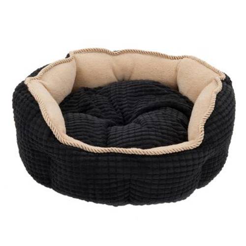Legowisko dla kota i psa Cozy Kingdom, czarno-beżowe Ø 45 x wys. 20 cm - Zooplus Selection