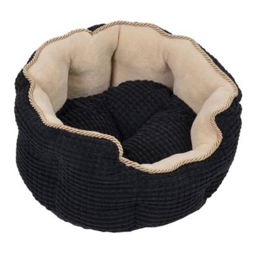 Legowisko dla kota i psa Cozy Kingdom, czarno-beżowe Ø 45 x wys. 20 cm - Zooplus Selection
