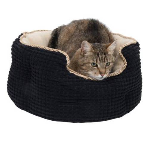 Legowisko dla kota i psa Cozy Kingdom, czarno-beżowe Ø 45 x wys. 20 cm - Zooplus Selection