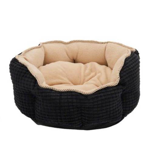 Legowisko dla kota i psa Cozy Kingdom, czarno-beżowe Ø 45 x wys. 20 cm - Zooplus Selection