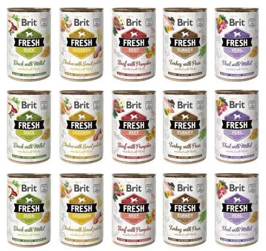 Brit Fresh MIX samów dla psa 15x400g - Brit