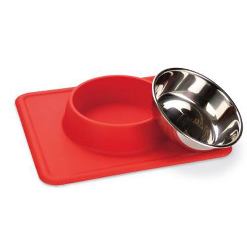 Karlie miska z podkładką silikonową dla psa Dex 350 ml, Ø 14 cm, czerwona - Karlie