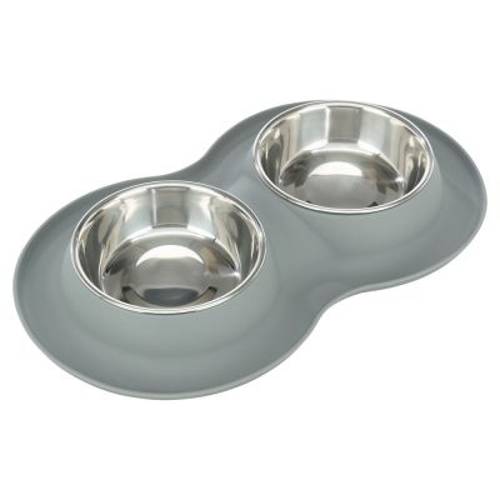 Trixie Zestaw misek, silikon/stal nierdzewna  2 × 400 ml, ø 14 cm - Trixie