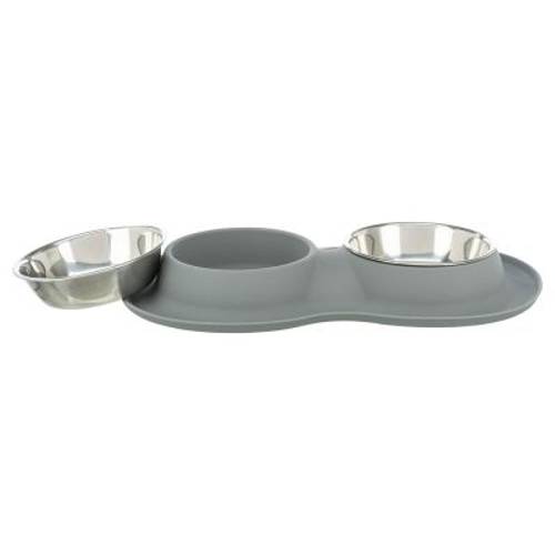 Trixie Zestaw misek, silikon/stal nierdzewna  2 × 400 ml, ø 14 cm - Trixie