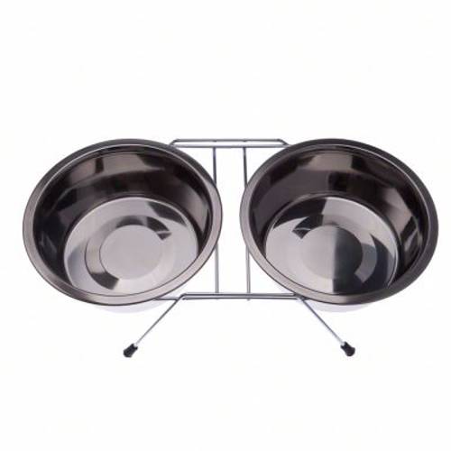 Dwie miski ze stali szlachetnej z podstawką 2 x 1,65 l, Ø 21 cm - Zooplus