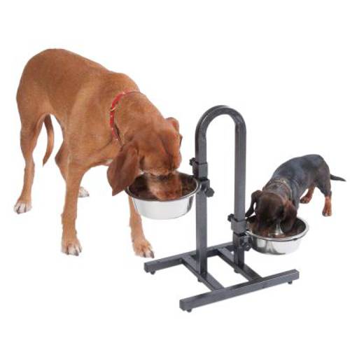 Psi bar z dwiema metalowymi miskami 2 x 1,8 l / ø 21 cm - Zooplus