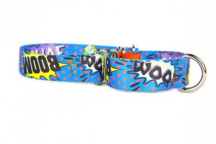Obroża Zaciskowa Martingale - Graffiti Niebieskie 0595 40MM 36-50CM - matteo-company