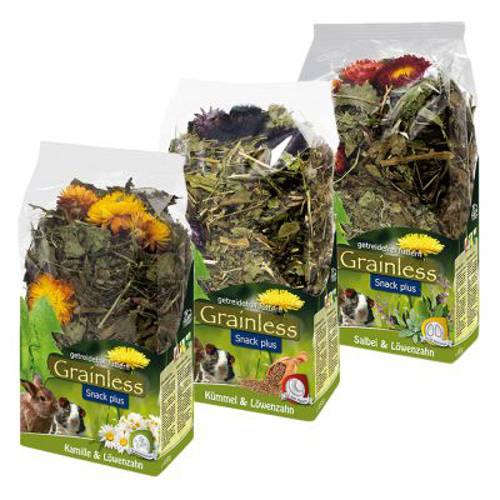 JR Farm Grainless Snack plus w pakiecie przysmak dla królików i gryzoni 3 smaki, 300 g - Jr Farm