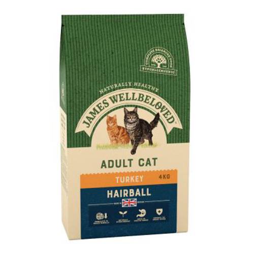 James Wellbeloved Adult Cat Hairball, indyk 2 x 4 kg - James Wellbeloved