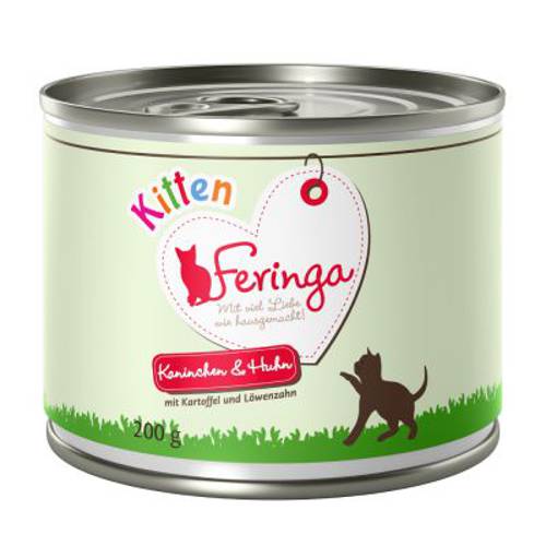 Feringa karma mokra dla kociąt, 6 x 200 g Kurczak i królik z ziemniakami i mniszkiem lekarskim - Feringa
