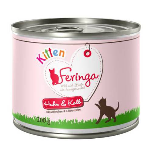 Feringa karma mokra dla kociąt, 6 x 200 g Kurczak i królik z ziemniakami i mniszkiem lekarskim - Feringa