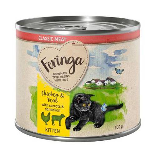 Feringa karma mokra dla kociąt, 6 x 200 g Kurczak i królik z ziemniakami i mniszkiem lekarskim - Feringa