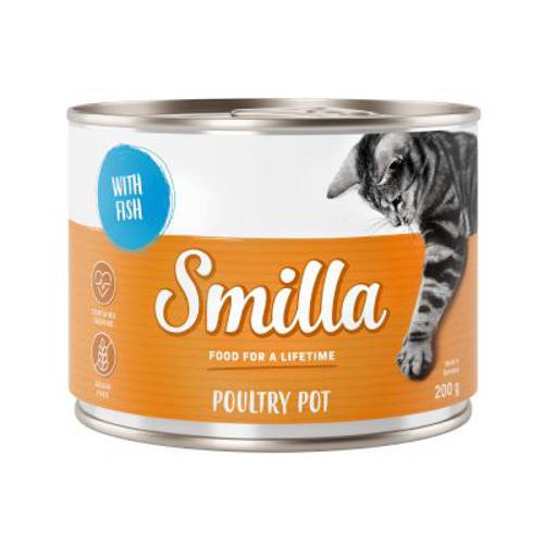 Smilla Puszki z drobiem, 6 x 200 g Drób z sercami drobiowymi - Karma Kot