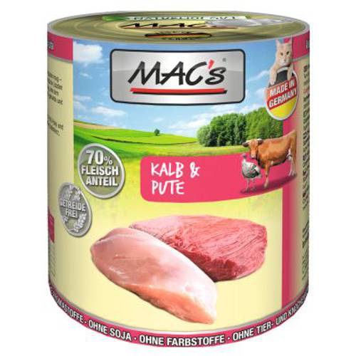 MAC´s Cat karma  dla kota, 6 x 800 g Cielęcina i indyk - Mac S