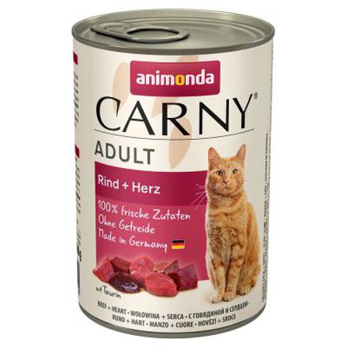 Animonda Carny Adult, 6 x 400 g Wołowina i kurczak z sercami kaczymi - Animonda Rafine