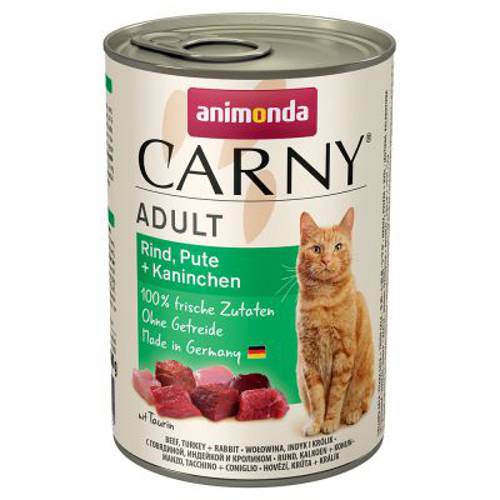 Animonda Carny Adult, 6 x 400 g Wołowina i kurczak z sercami kaczymi - Animonda Rafine