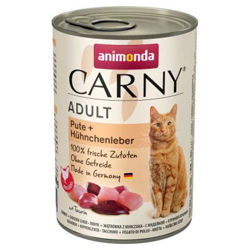 Animonda Carny Adult, 6 x 400 g Wołowina i kurczak z sercami kaczymi - Animonda Rafine