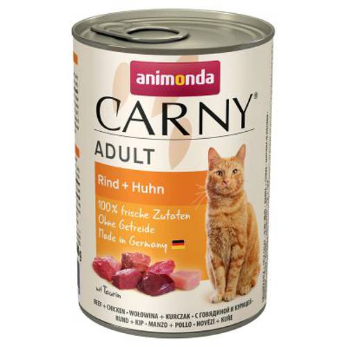 Animonda Carny Adult, 6 x 400 g Wołowina i kurczak z sercami kaczymi - Animonda Rafine