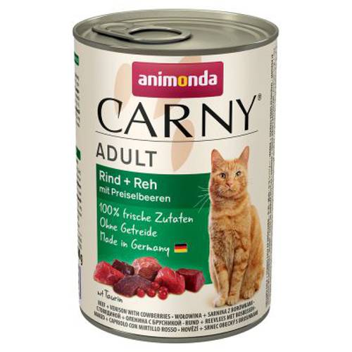 Animonda Carny Adult, 6 x 400 g Wołowina i kurczak z sercami kaczymi - Animonda Rafine