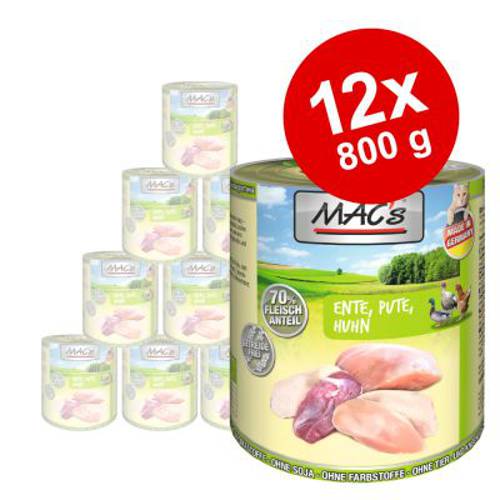 Korzystny pakiet MAC´s Cat karma dla kota, 12 x 800 g Kaczka, królik, wołowina - Mac S
