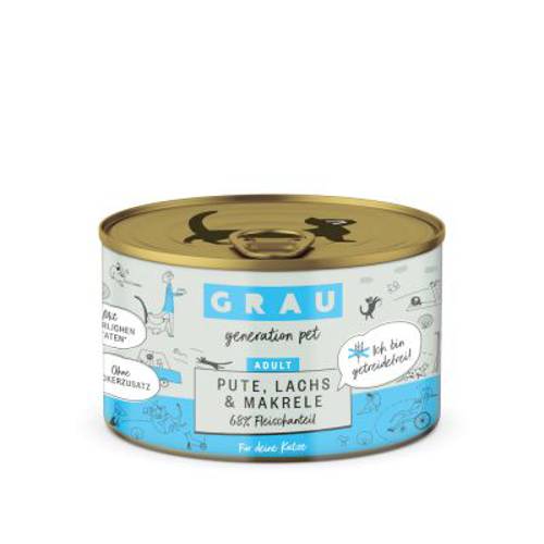 Grau Adult bez zbóż, 12 x 200 g Indyk, łosoś, makrela - Grau