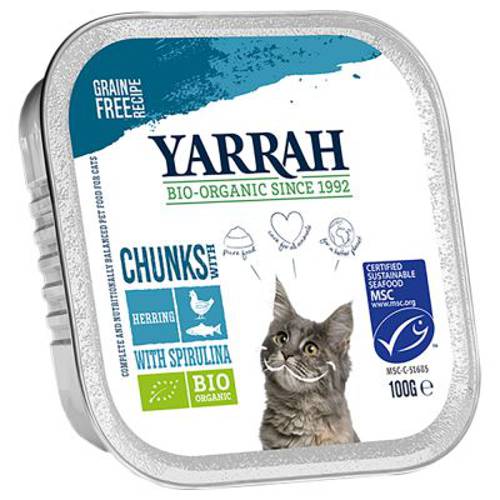 Yarrah Bio kawałeczki w sosie, 6 x 100 g Biokurczak i biowołowina z biopietruszką i biotymiankiem - Yarrah