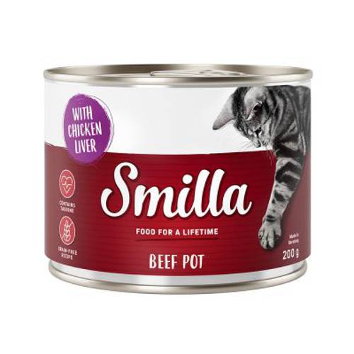 Megapakiet Smilla Puszki z wołowiną, 24 x 200 g Wołowina z wątróbkami kurzymi - Karma Kot