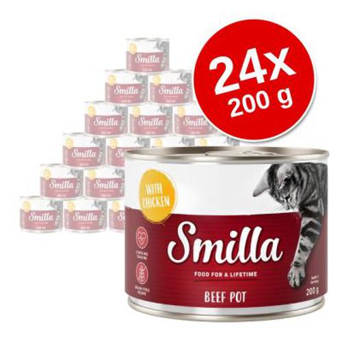 Megapakiet Smilla Puszki z wołowiną, 24 x 200 g Wołowina z wątróbkami kurzymi - Karma Kot