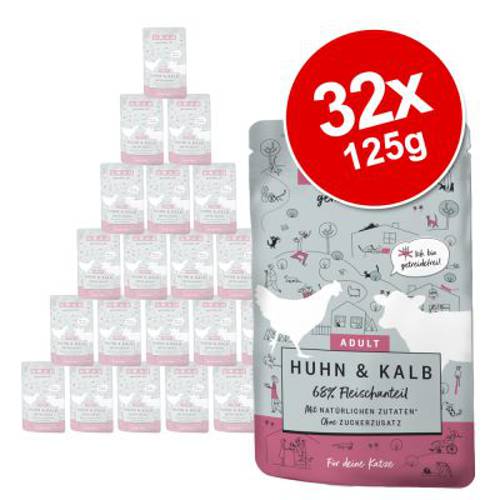 Megapakiet Grau Adult, Saszetka dla Łasucha, bez zbóż, 32 x 125 g Czyste mięso z łososia - Grau