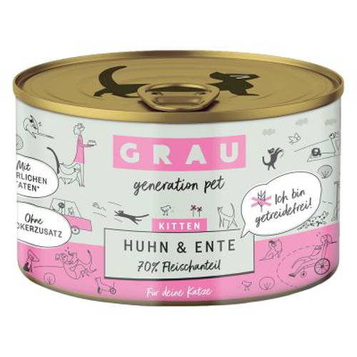 GRAU Kitten, bez zbóż, 6 x 200 g Wołowina, indyk i marchewka - Grau