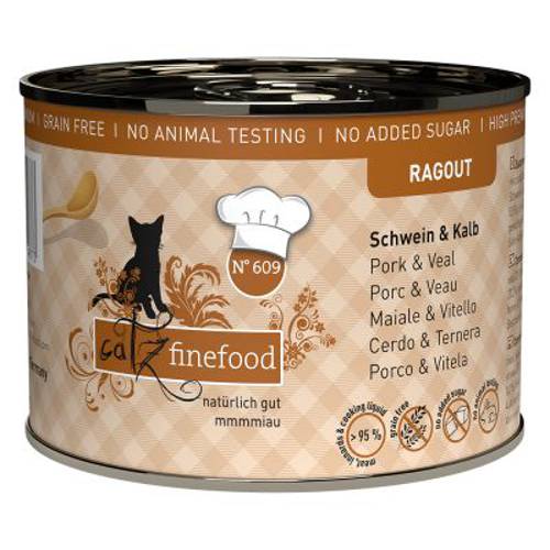 catz finefood Ragout, 6 x 180 g / 190 g Wieprzowina i cielęcina, 6 x 190 g - Catz Finefood