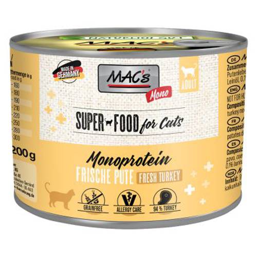 Megapakiet MAC´s Cat Mono Sensitive karma dla kota, 24 x 200 g Indyk - Mac S