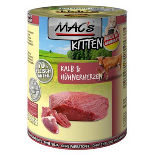 MAC’s Cat karma dla kota, 6 x 400 g Cielęcina i indyk - Mac S
