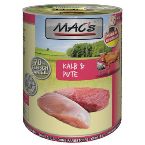 MAC’s Cat karma dla kota, 6 x 400 g Cielęcina i indyk - Mac S