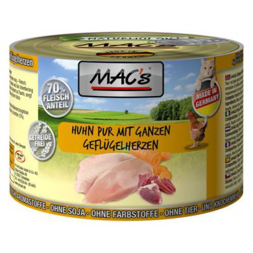 MAC´s Cat karma dla kota, 6 x 200 g Wołowina i serca kurze - Mac S