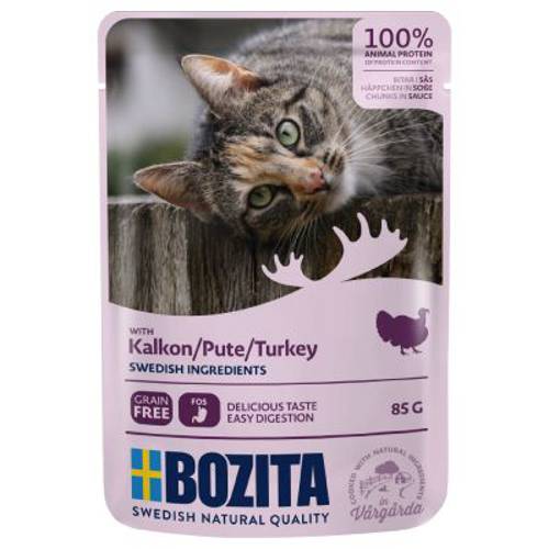 Bozita kawałki w sosie, saszetki, 24 x 85 g Indyk - Bozita