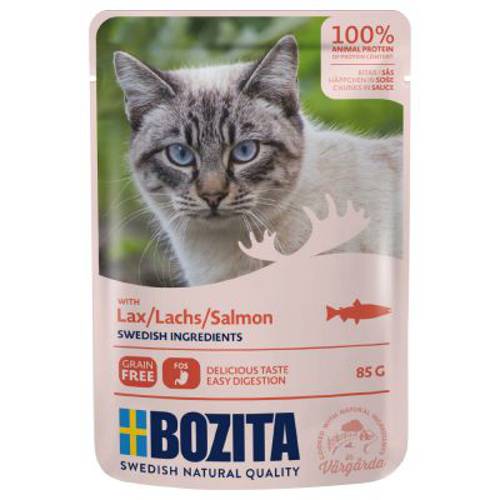 Bozita kawałki w sosie, saszetki, 12 x 85 g Pakiet mieszany: Menu mięsne (4 smaki) - Bozita