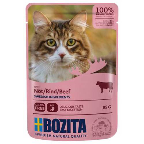 Bozita kawałki w sosie, saszetki, 12 x 85 g Pakiet mieszany: Menu mięsne (4 smaki) - 