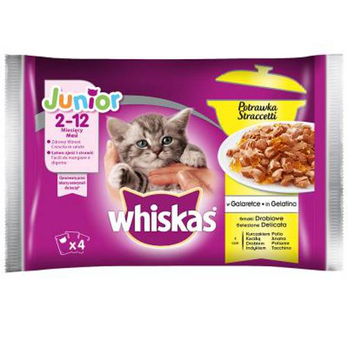 Whiskas Junior Potrawka w saszetkach, 12 x 85 g Wybór dań drobiowych w galarecie - Whiskas