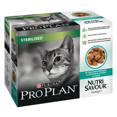 Megapakiet Purina Pro Plan Nutrisavour, 20 x 85 g  Sterilised, Ryba morska w galarecie - Purina