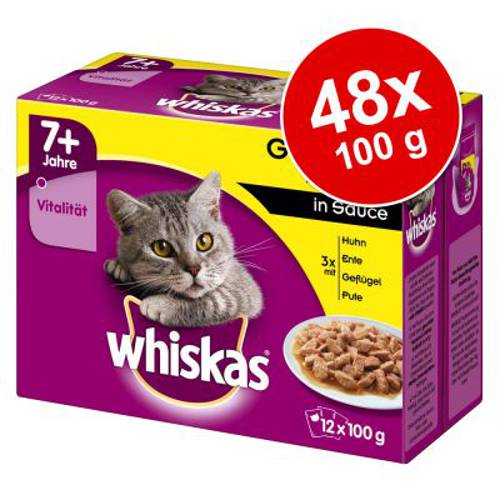 Megapakiet Whiskas Senior 7+ saszetki, 48 x 100 g Wybór dań drobiowych w galarecie - Whiskas