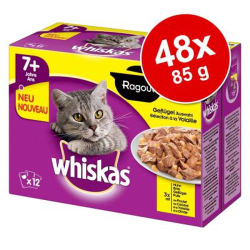 Megapakiet Whiskas Potrawka Senior 7+ saszetki, 48 x 85 g Wybór drobiowy w galarecie - Whiskas