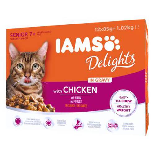 IAMS Delights Senior w sosie Kurczak, 24 x 85 g - Iams