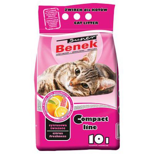 Benek Super Compact Cytrusowa świeżość żwirek dla kota 10 l (ok. 8 kg) - Benek
