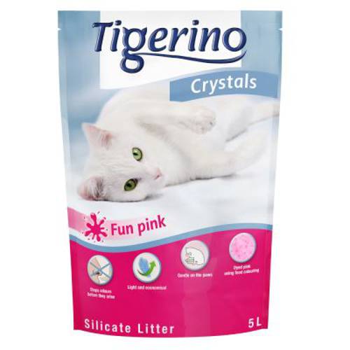 Pakiet próbny Tigerino Crystals żwirek dla kota, różne rodzaje Fun: 2 x różowy / 1 x niebieski - Tigerino